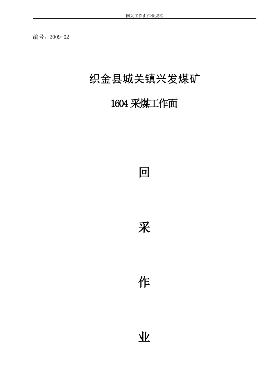 织金县城关镇兴发煤矿1604工作面回采作业规程_第1页