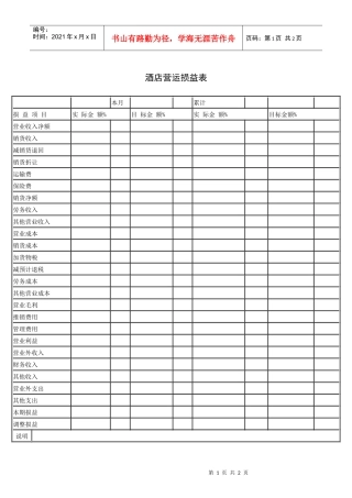 酒店营运损益表