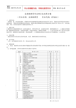 生物物理学专业培养方案doc-中科院合肥研究院各专业研究
