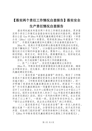 【落实两个责任工作情况自查报告】落实安全生产责任情况自查报告
