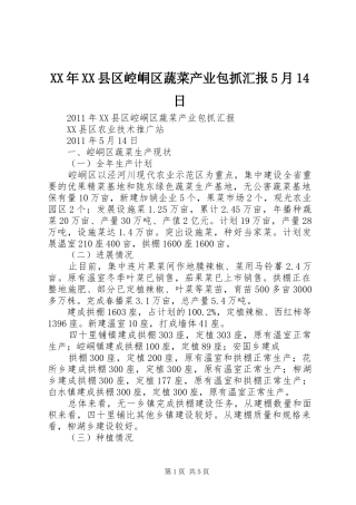 XX年XX县区崆峒区蔬菜产业包抓汇报5月14日