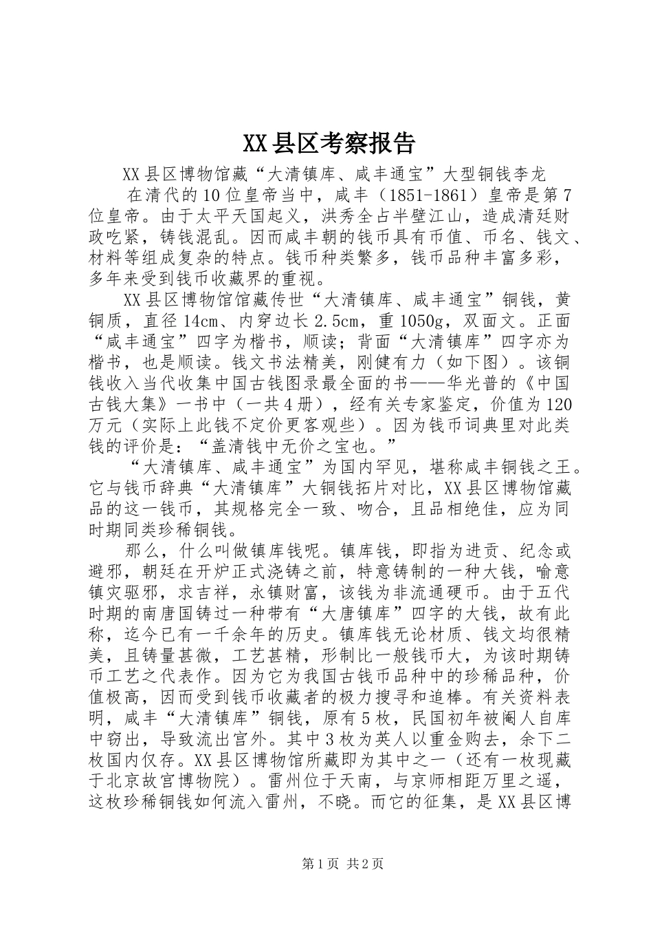 XX县区考察报告_第1页