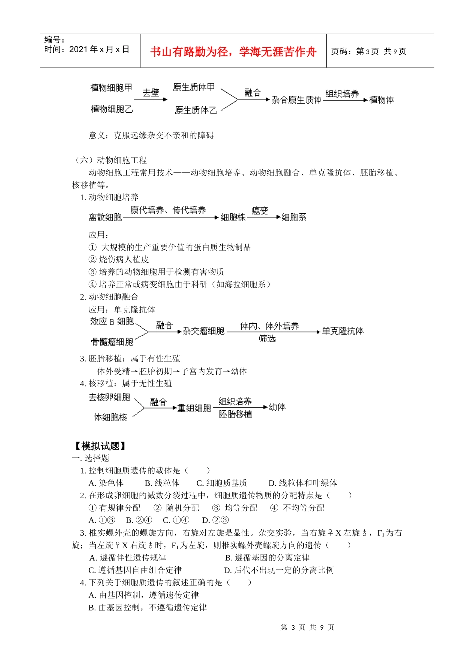 高中生物知识点系列讲座(十)--基因工程、细胞工程doc-_第3页