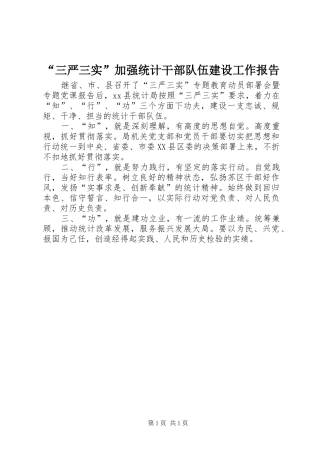 “三严三实”加强统计干部队伍建设工作报告