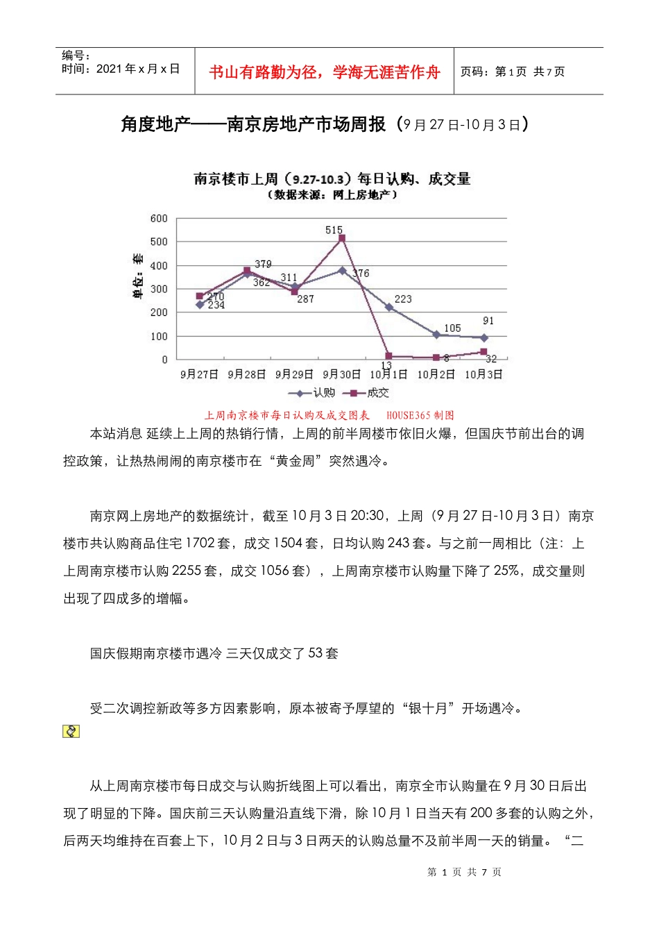 角度地产——南京房地产市场周报（9_第1页