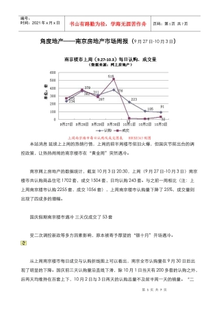 角度地产——南京房地产市场周报（9