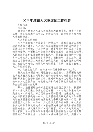 ××年度镇人大主席团工作报告