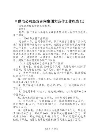 ×供电公司经营者向集团大会作工作报告(1)