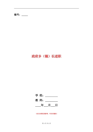 政府乡(镇)长述职述廉报告