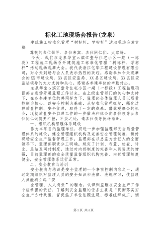 标化工地现场会报告(龙泉)