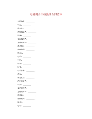 电视剧合作拍摄的合同范本