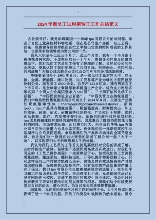 2017年新员工试用期转正工作总结范文