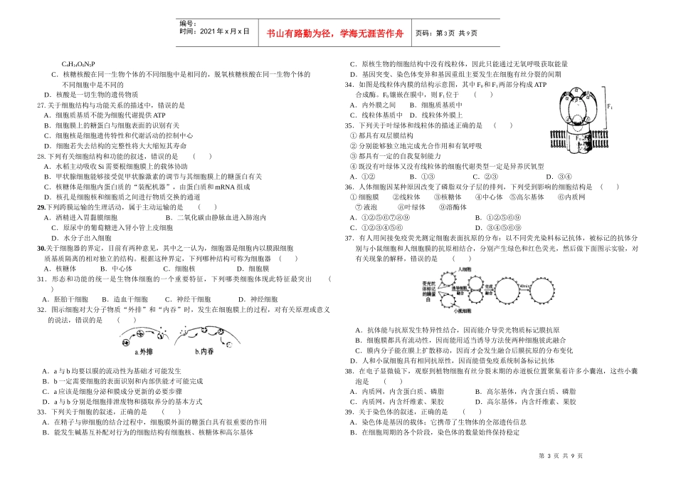 生物试题必修第一、二章_第3页