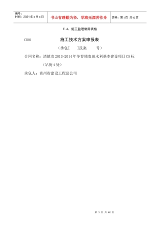 站街XXXX-XXXX年度冬春水利农田项目施工组织设计