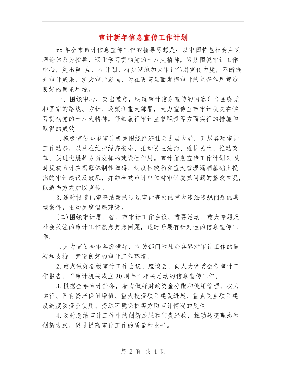 审计新年信息宣传工作计划_第2页