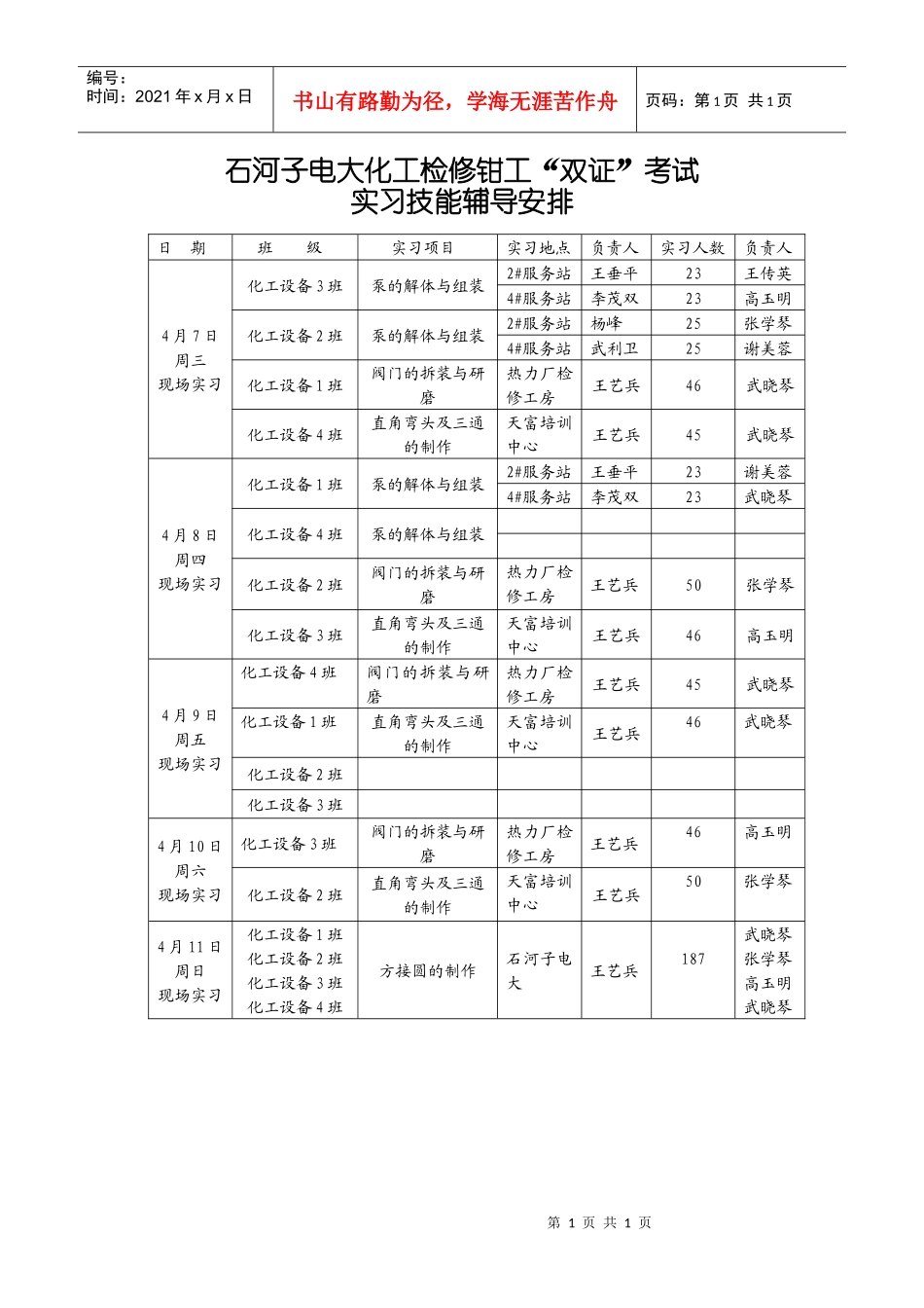 石河子电大化工检修钳工双证考试_第1页