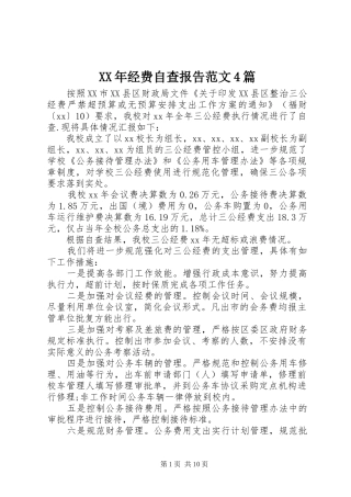 XX年经费自查报告范文4篇