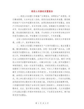 退役士兵接收安置报告