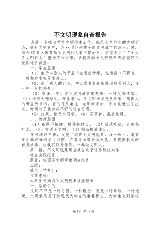 不文明现象自查报告