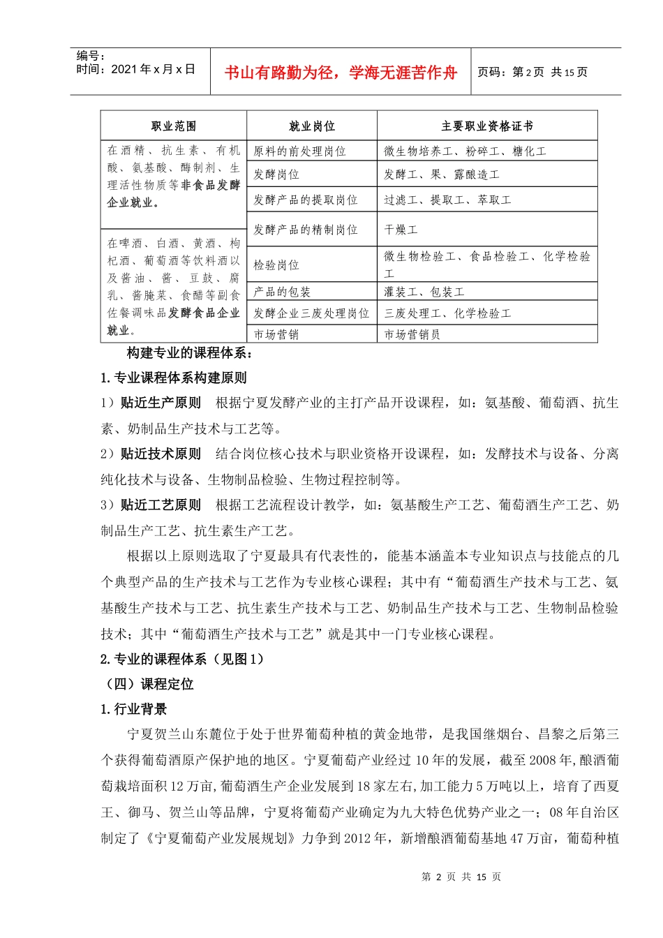 葡萄酒生产技术与工艺课程设计与建设_第2页