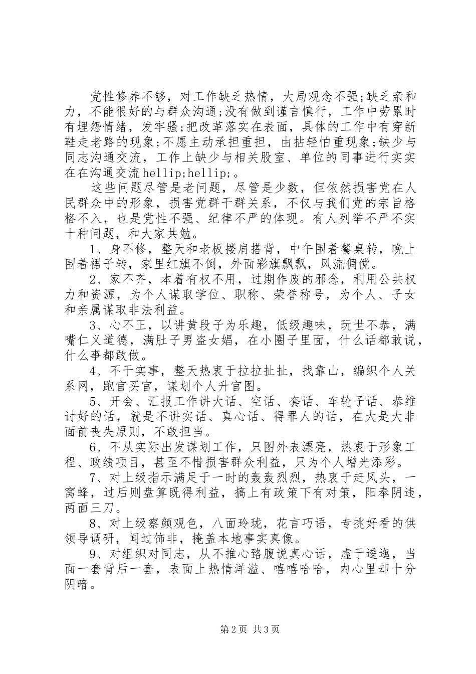 不严不实具体表现和存在问题清单报告_第2页