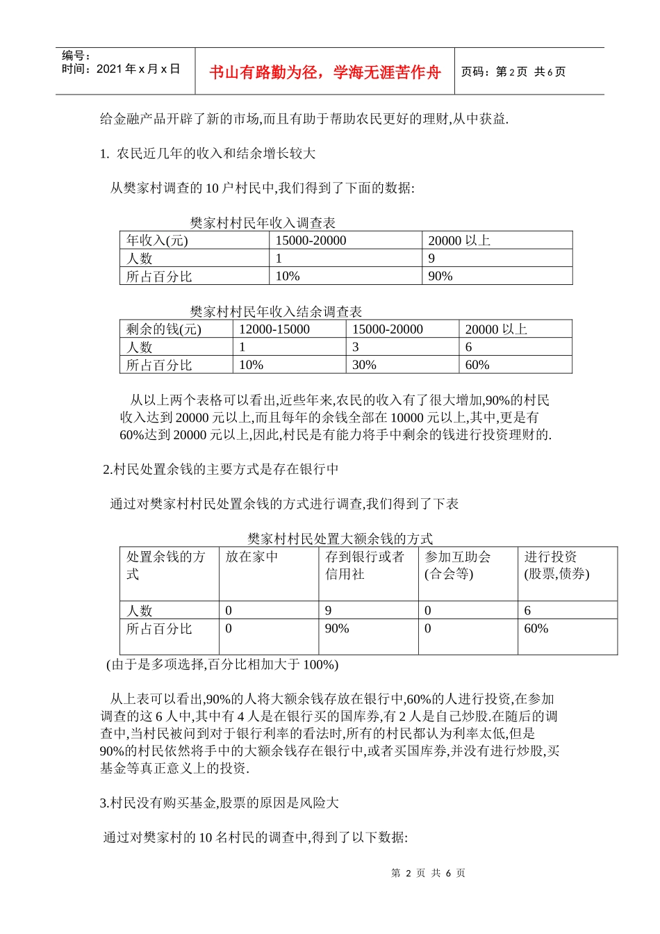 金融理财产品在农户中的市场_第2页