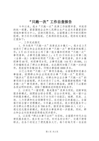 “只跑一次”工作自查报告