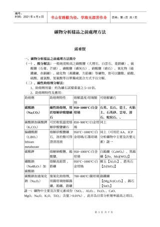 矿物分析样品之前处理方法