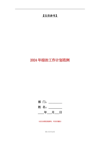 2024年综治工作计划范例