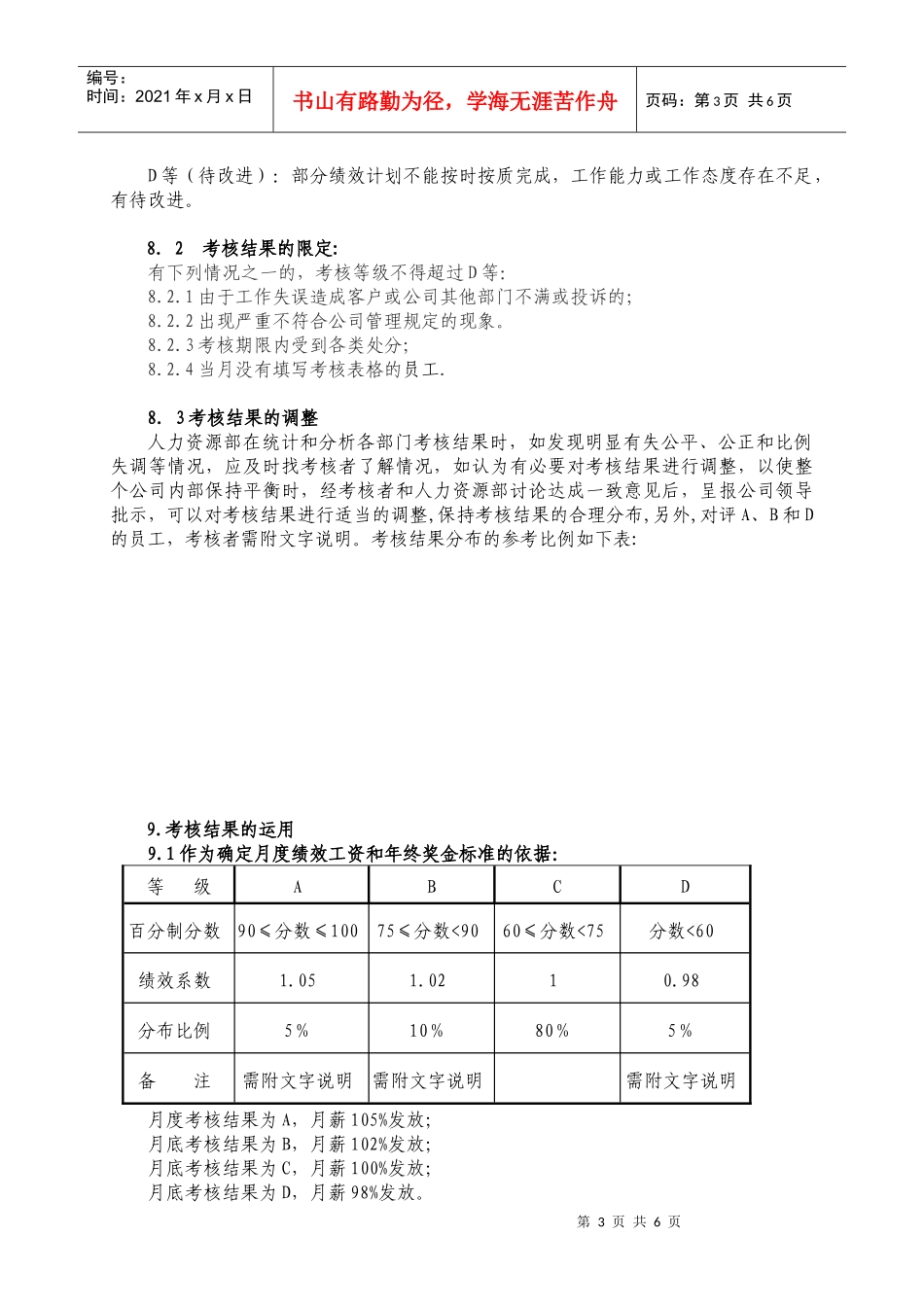 电力公司绩效考核办法_第3页