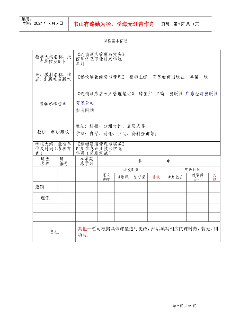 连锁酒店管理实务教案(DOC27页)_第2页
