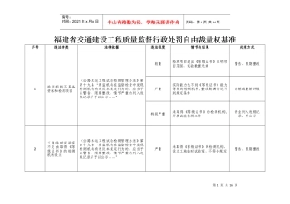福建省交通建设工程质量监督行政处罚自由裁量权基准