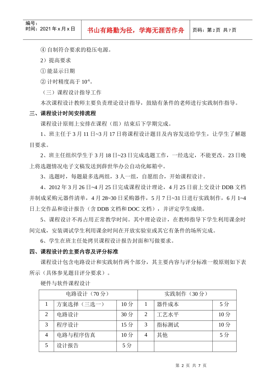 通信工程课程设计实施细则(XXXX年)_第2页