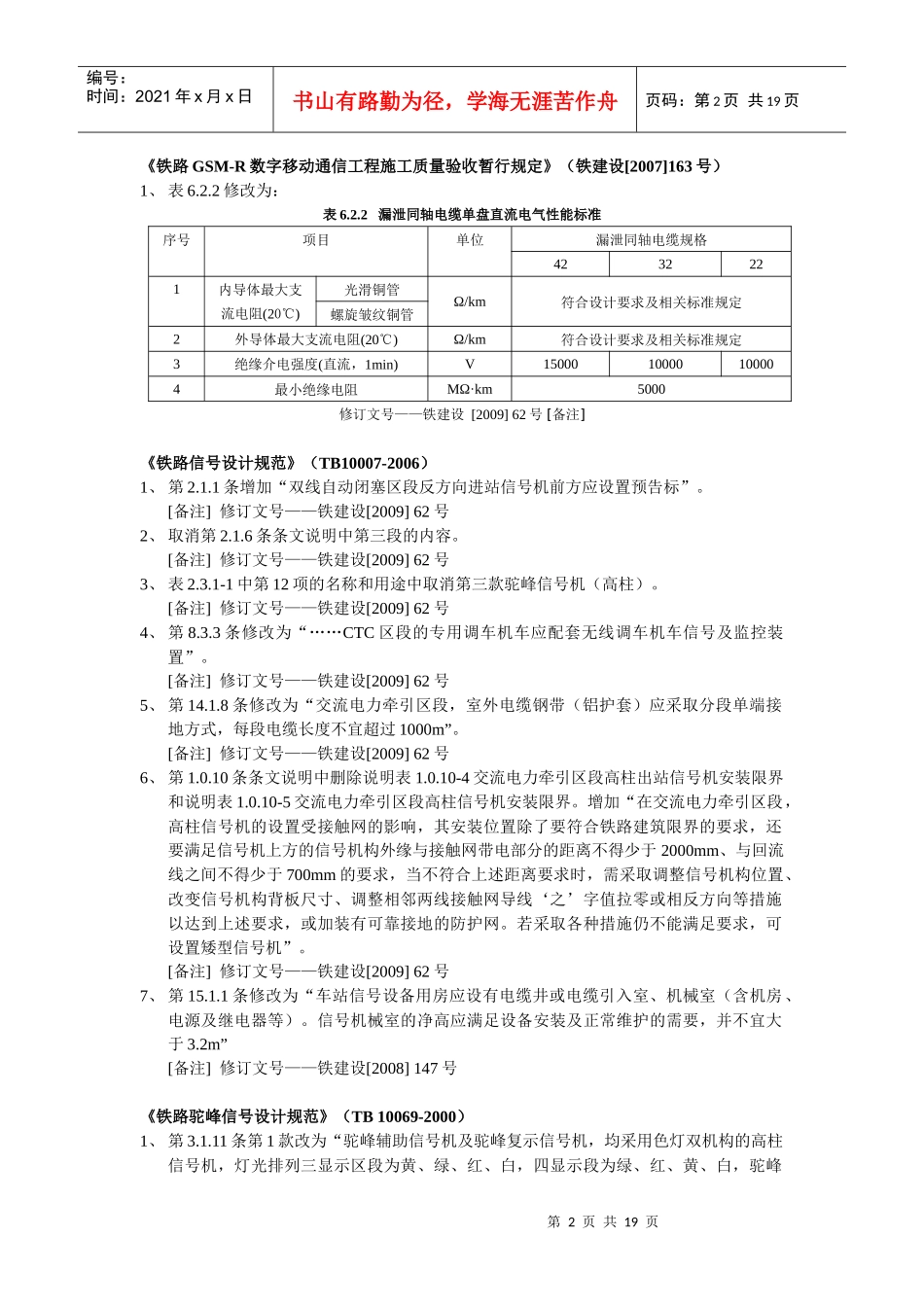铁路工程建设标准局部修订条文汇总_第2页