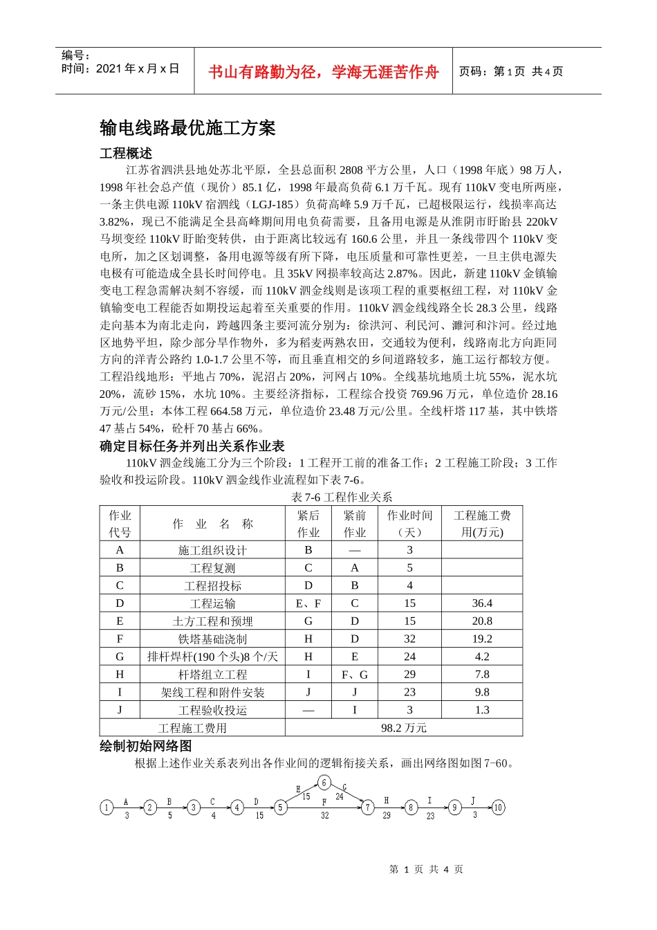输电线路最优施工方案_第1页