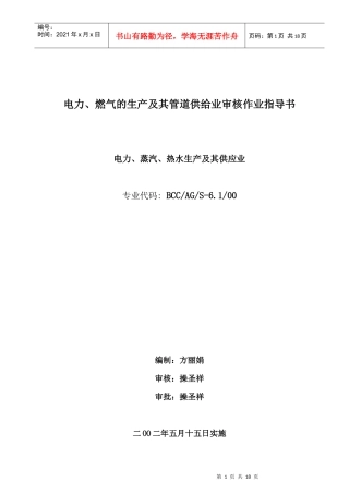 电力、燃气的生产及其管道供给业审核作业指导书