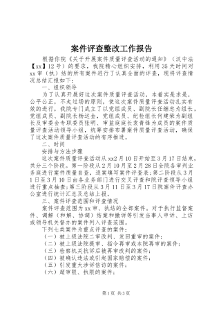 案件评查整改工作报告