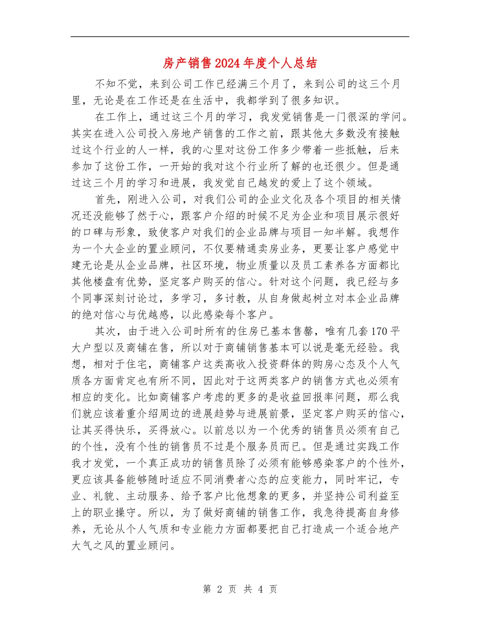 房产销售2024年度个人总结_第2页