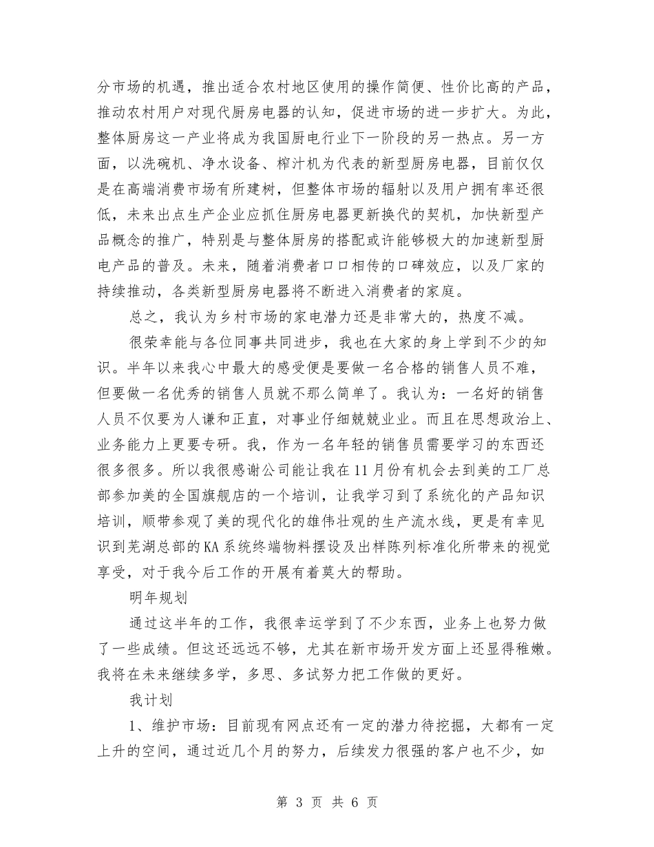 2024年10月销售员个人总结范文与2024年10月销售员试用期个人工作总结汇编_第3页