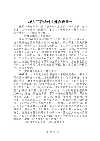 城乡互联结对共建自查报告