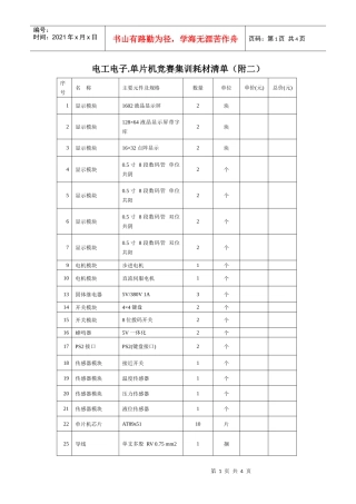 电工电子单片机竞赛集训耗材清单(附二)