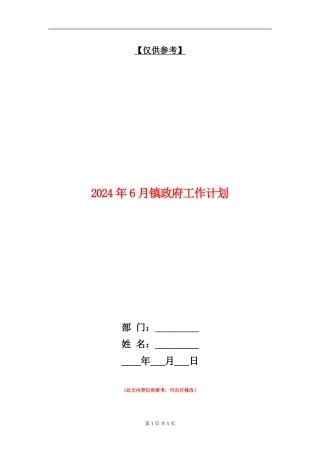 2024年6月镇政府工作计划