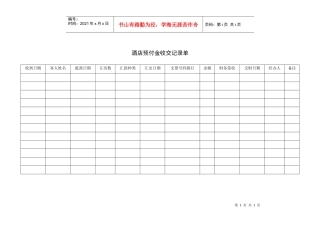 酒店预付金收交记录单