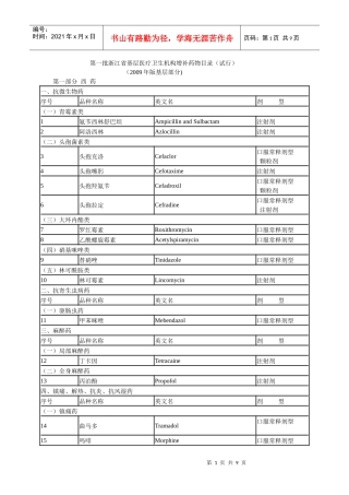 第一批浙江省基层医疗卫生机构增补药物目录（试行）