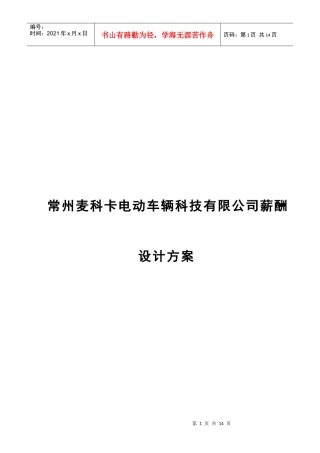 麦科卡电动车辆科技有限公司薪酬方案