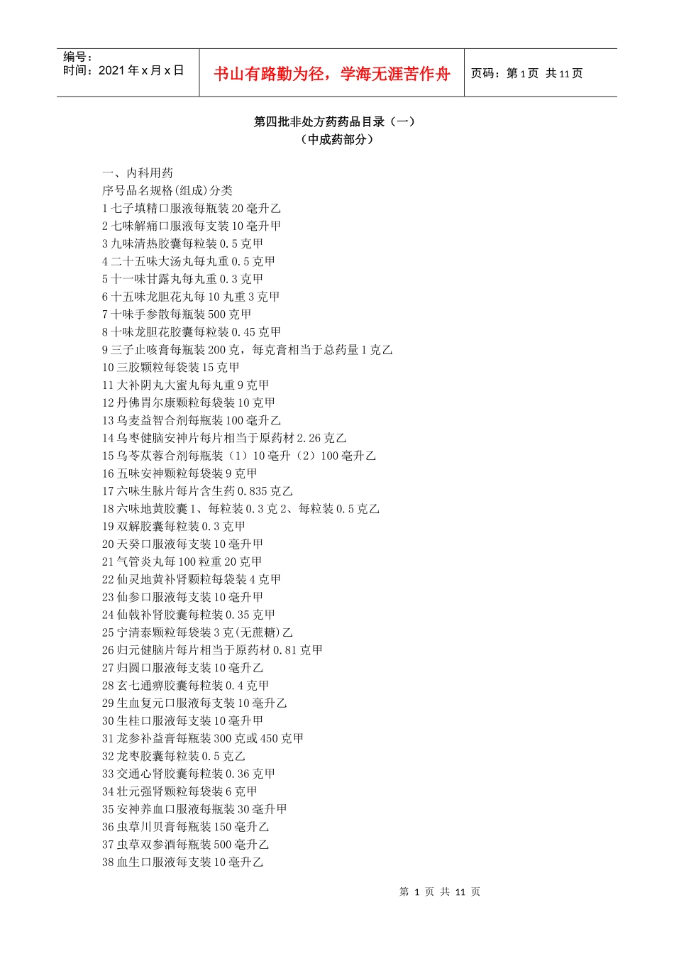 第四批非处方药药品目录(一)_第1页