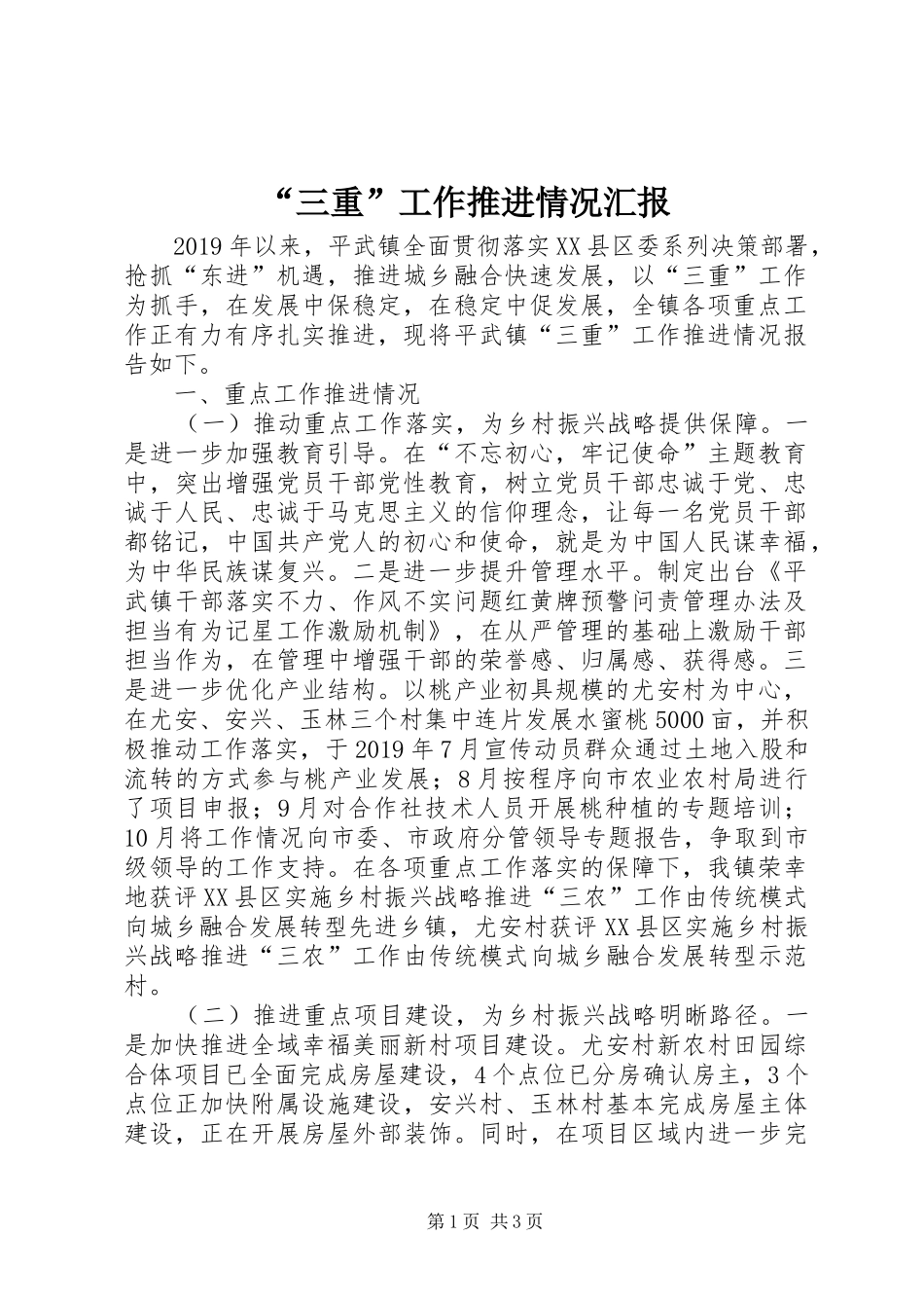 “三重”工作推进情况汇报_第1页