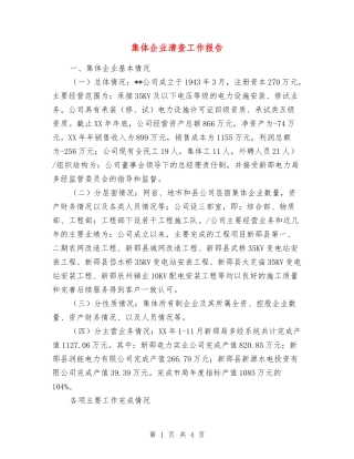 集体企业清查工作报告