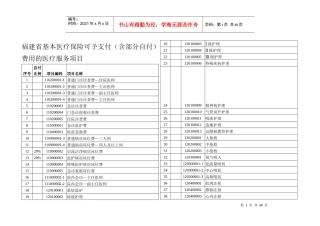福建省基本医疗保险可予支付(含部分自付)费用的医疗服...