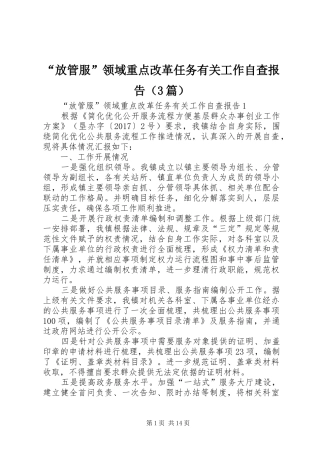 “放管服”领域重点改革任务有关工作自查报告（3篇）